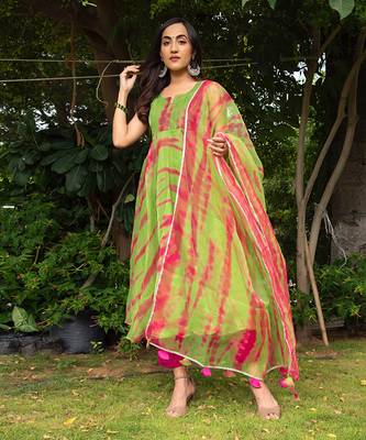 Tie And Dye Organza Anarkali Set 2