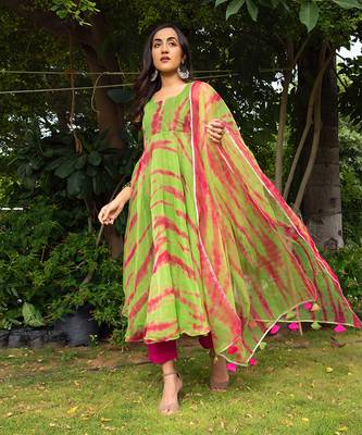 Tie And Dye Organza Anarkali Set 3