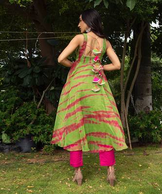 Tie And Dye Organza Anarkali Set 4
