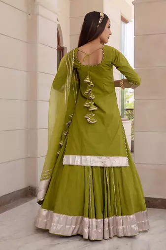 Falguni Green Kurta Skirt Set