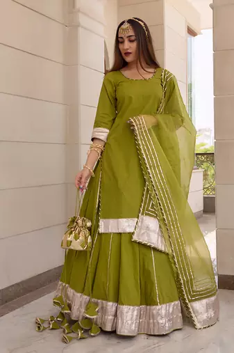Falguni Green Kurta Skirt Set