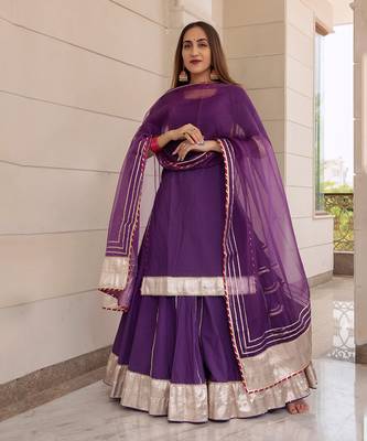 Falguni Purple Kurta Skirt Set 1