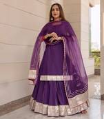Falguni Purple Kurta Skirt Set