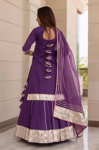 Falguni Purple Kurta Skirt Set