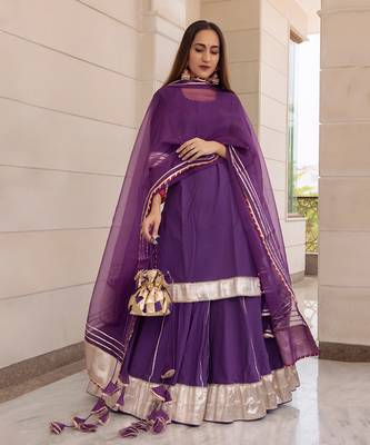 Falguni Purple Kurta Skirt Set 3