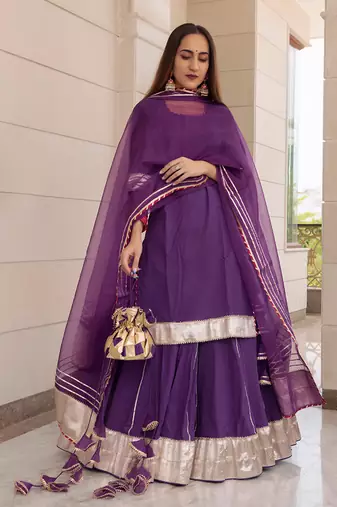 Falguni Purple Kurta Skirt Set