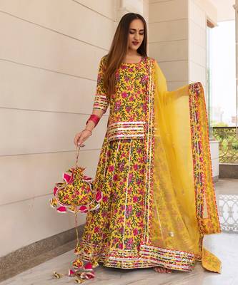 Yellow Nitara Block Printed Skirt Set 1