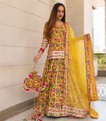 Yellow Nitara Block Printed Skirt Set