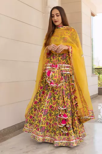 Yellow Nitara Block Printed Skirt Set