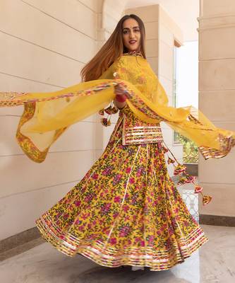Yellow Nitara Block Printed Skirt Set 3