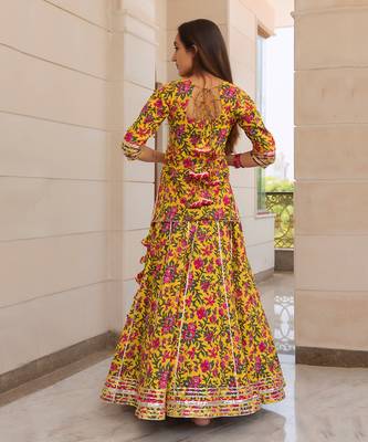 Yellow Nitara Block Printed Skirt Set 4