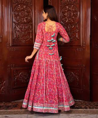 Pink Naaz Printed Kurta Skirt Set 4