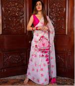 Pink Rose Organza Saree