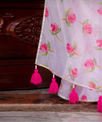 Pink Rose Organza Saree 5