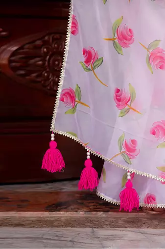 Pink Rose Organza Saree