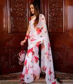 Red Phool Organza Saree