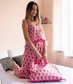 Pink Gulbhar Printed Night Set