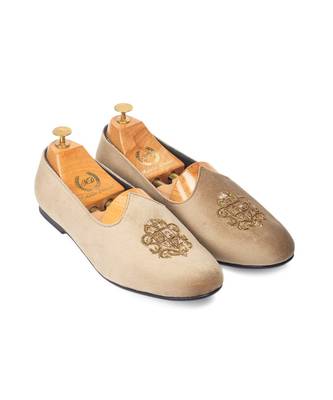 Beige Velvet Juttis 1