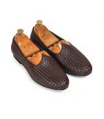 Brown Leather Woven Juttis