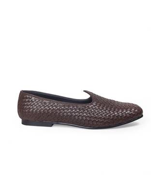 Brown Leather Woven Juttis 2