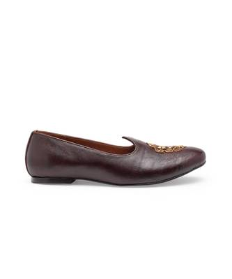 Brown Royal Crest Leather Juttis 2