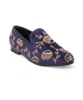 Navy Blue Golden Flora Slipons 2