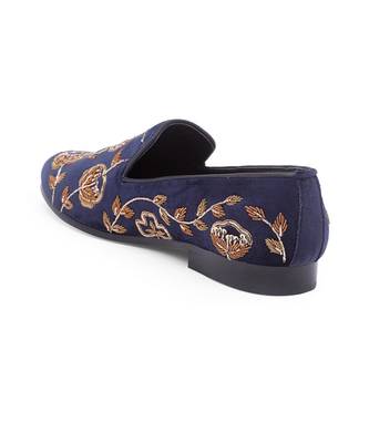 Navy Blue Golden Flora Slipons 4