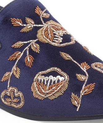 Navy Blue Golden Flora Slipons 6