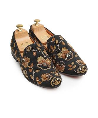 Black Golden Flora Slipons 1