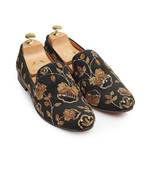Black Golden Flora Slipons