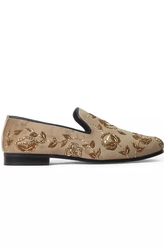 Beige Gold Flora Slipons