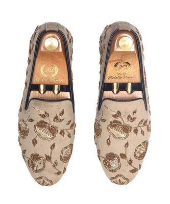 Beige Gold Flora Slipons 4