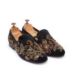 Black Golden Garden Slipons
