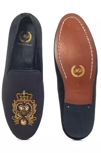 Black Royal Bee Slipons