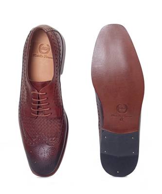 Brown Woven Leather Oxfords Shoes 3