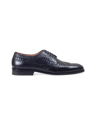 Black Woven Leather Oxfords Shoes 2
