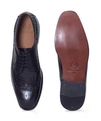 Black Woven Leather Oxfords Shoes 3