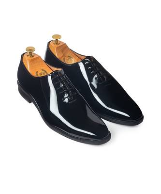 Patent Black Tux Derby Shoes 1