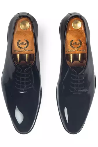 Patent Black Tux Derby Shoes
