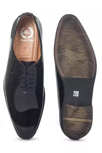 Patent Black Tux Derby Shoes