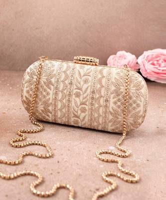Cream Mirai Embroidered Clutch 1