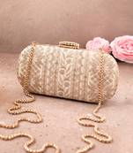 Cream Mirai Embroidered Clutch