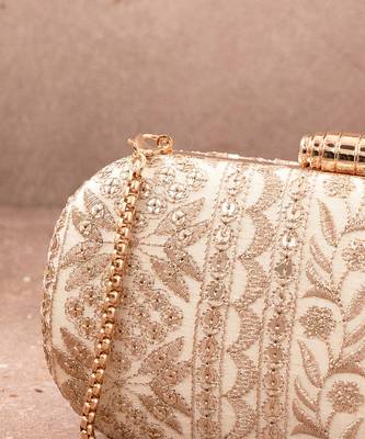 Cream Mirai Embroidered Clutch 3