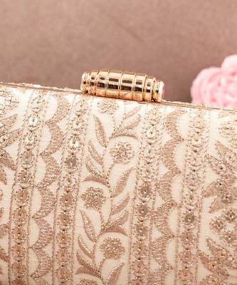 Cream Mirai Embroidered Clutch 4