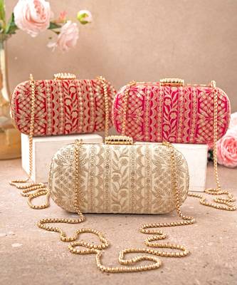 Cream Mirai Embroidered Clutch 5