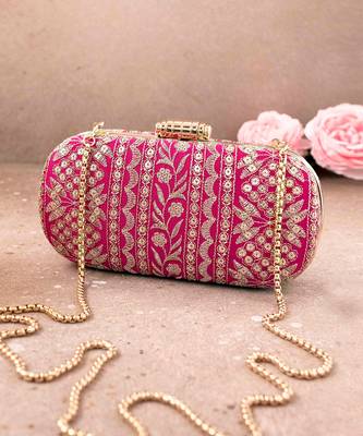 Pink Mirai Embroidered Clutch 1