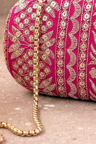 Pink Mirai Embroidered Clutch