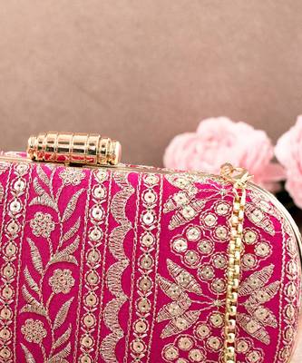 Pink Mirai Embroidered Clutch 3