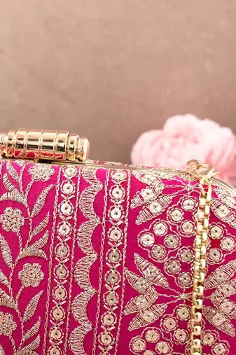Pink Mirai Embroidered Clutch