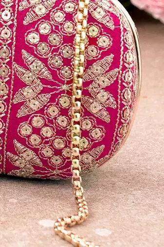Pink Mirai Embroidered Clutch